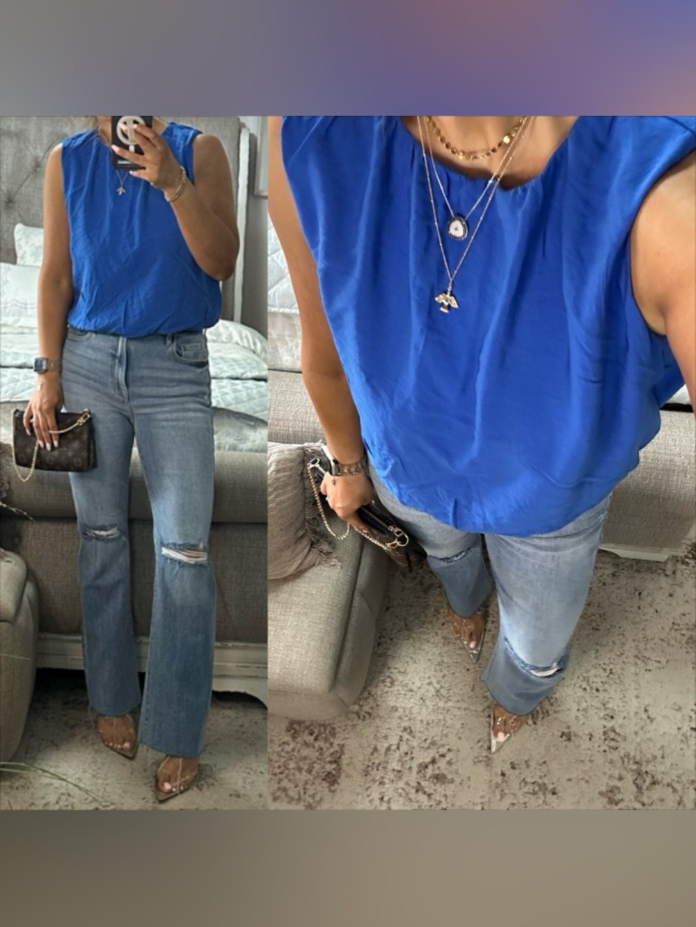 New ✨ Bold Blue Sleeveless Blouse Top